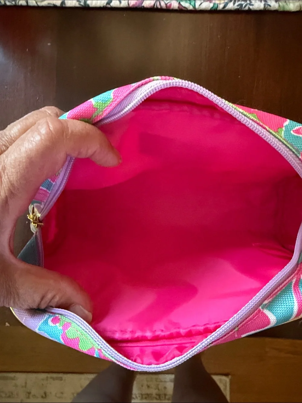 Lilly Pulitzer x Estée Lauder Floral Cosmetic Pouch in Pink, Turquoise & Yellow